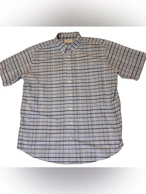 EUC St Johns Bay Mens 2XLT Blue Plaid Iron Free Short Sleeve Button Down Shirt